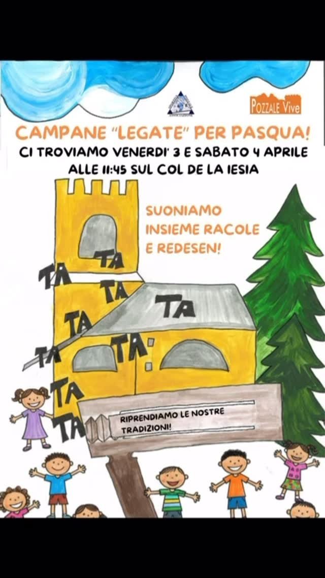 Domani venerdì Santo e Sabato campane legate e allora via col redesen in giro per Pozzale. Con l’entusiasmo dei più piccoli la tradizione continua.  APPUNTAMENTO ALLE 11.45 SUL COL DE LA IESIA ! #campanelegate #cadore #pozzalevive #pasqua